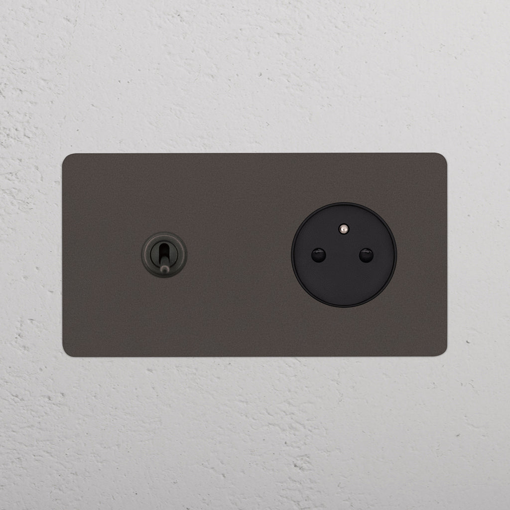 Kew Double Toggle Switch & French/Belgian Type E Socket Bronze Black ...