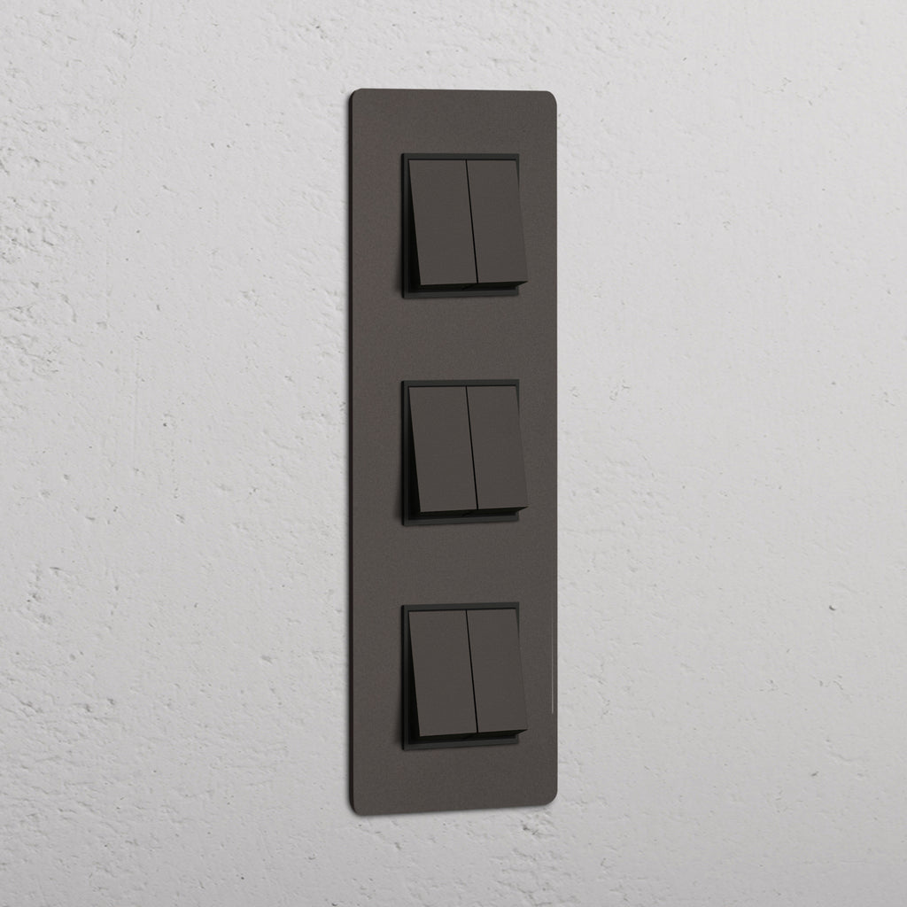 Kew Triple 6x Vertical Rocker Switch Bronze Black | Switches & Dimmers