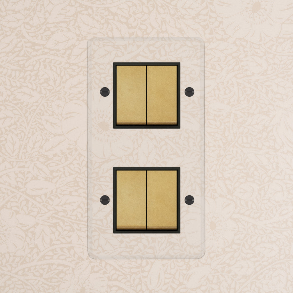 Kew Double 4x Vertical Rocker Switch Clear Antique Brass Black ...